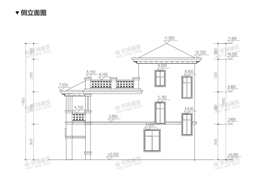 121平大氣歐式三層農村自建房施工圖紙