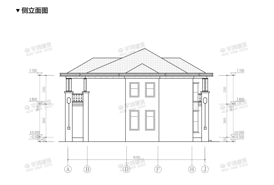 240平兩層帶堂屋自建房設計圖紙