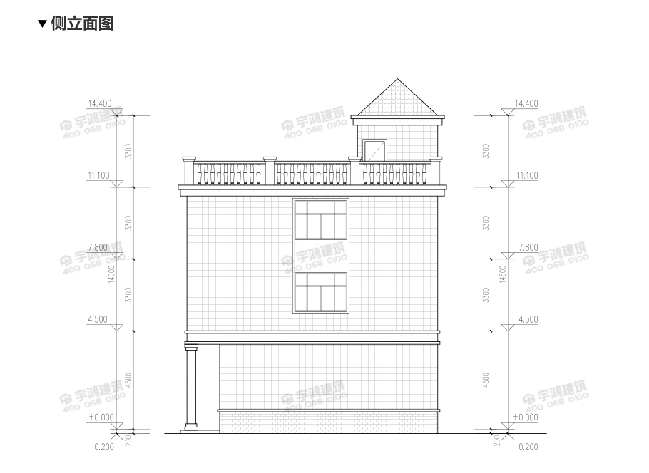 170平英式帶商鋪農村別墅圖紙