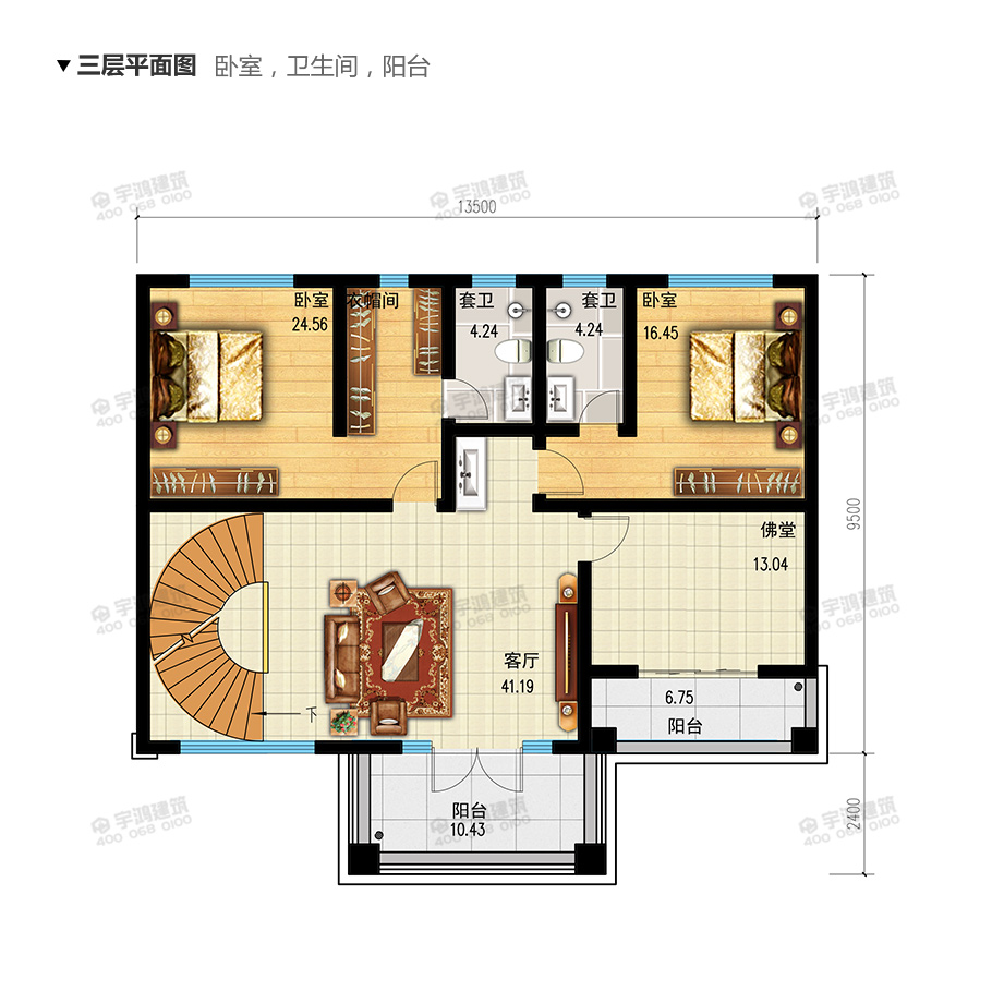 142平新款漂亮挑空客廳農村別墅設計圖