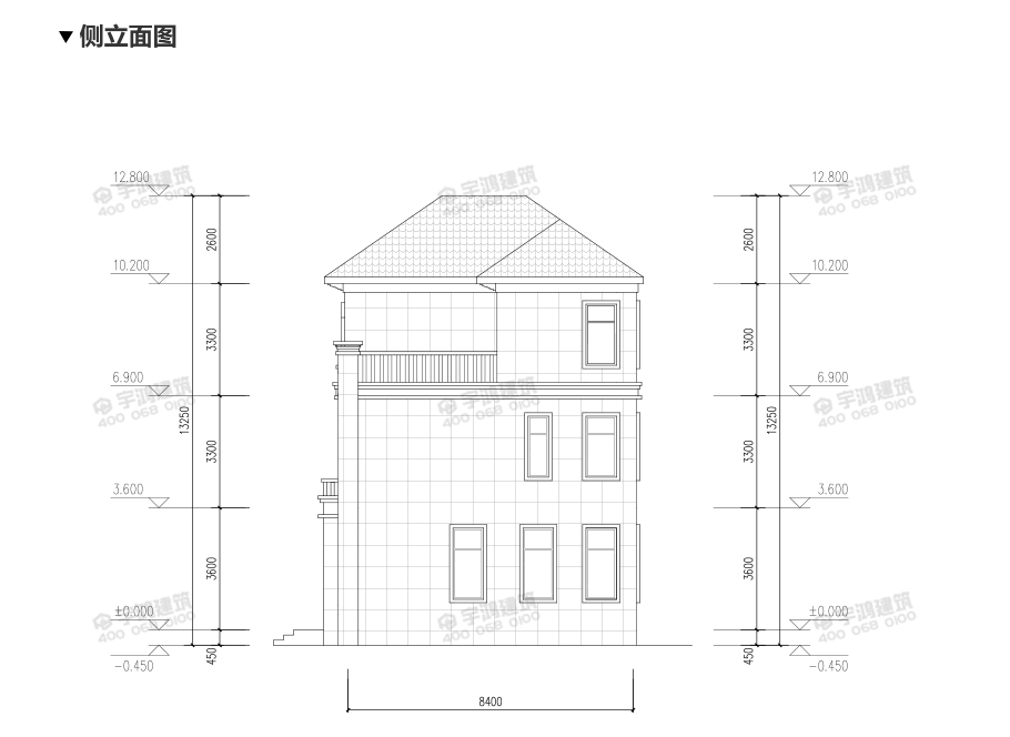 2019年新款110平米三層復式客廳農村別墅設計圖紙