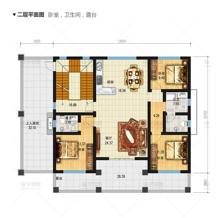 135平帶商鋪的三層美式別墅設計圖紙，精致美觀