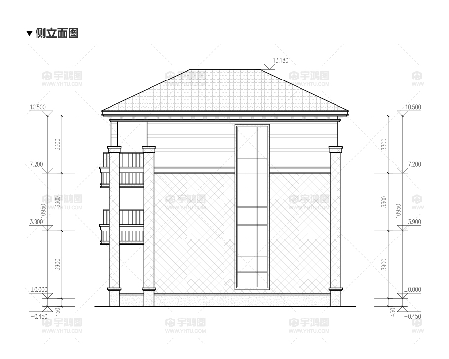 漂亮的三層帶小陽臺別墅設計圖紙及效果圖